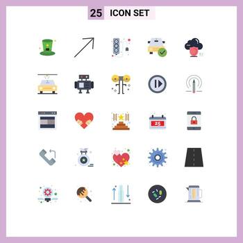 Editable Vector Line Pack of 25 Simple Flat Colors of secure ok plug done checked Editable Vector Design Elements
