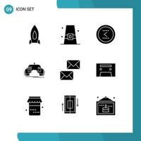 9 Thematic Vector Solid Glyphs and Editable Symbols of mobile game fall previous interface Editable Vector Design Elements