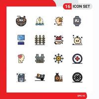 Set of 16 Modern UI Icons Symbols Signs for heart watch scientist handwatch mind Editable Creative Vector Design Elements