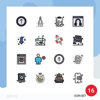 Pack of 16 Modern Flat Color Filled Lines Signs and Symbols for Web Print Media such as arrow help chemistry contact us chat Editable Creative Vector Design Elements