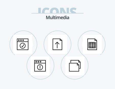 Multimedia Line Icon Pack 5 Icon Design. . . sync. upload. document vector