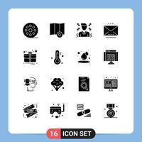 Stock Vector Icon Pack of 16 Line Signs and Symbols for cold portfolio man case mail Editable Vector Design Elements