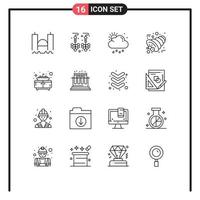 Set of 16 Modern UI Icons Symbols Signs for furniture thanksgiving cloud horn autumn Editable Vector Design Elements