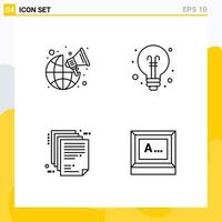 Group of 4 Filledline Flat Colors Signs and Symbols for broadcast document worldwide education file Editable Vector Design Elements