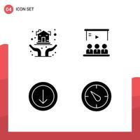 Set of 4 Modern UI Icons Symbols Signs for hand arrow protection hands tutorial download Editable Vector Design Elements