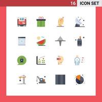 Modern Set of 16 Flat Colors Pictograph of signal astronomy shopping satellite intelligence Editable Pack of Creative Vector Design Elements