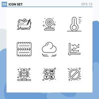 9 Creative Icons Modern Signs and Symbols of graph cloud nature wind wheel Editable Vector Design Elements