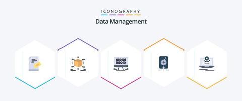 Data Management 25 Flat icon pack including storage. file. box. data. web vector