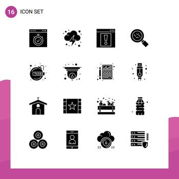 Modern Set of 16 Solid Glyphs Pictograph of debt virus cloud germs web Editable Vector Design Elements