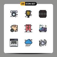 Modern Set of 9 Filledline Flat Colors Pictograph of price settings architecture gear box Editable Vector Design Elements