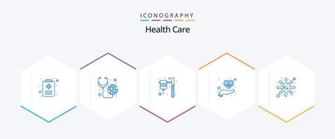Health Care 25 Blue icon pack including disease. heart beat. bottle. heart. care vector