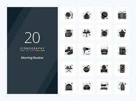 20 Morning Routine Solid Glyph icon for presentation vector