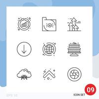 Set of 9 Modern UI Icons Symbols Signs for web symbol economy arrow forward Editable Vector Design Elements