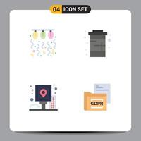 4 Universal Flat Icons Set for Web and Mobile Applications bulb water love diet guide Editable Vector Design Elements