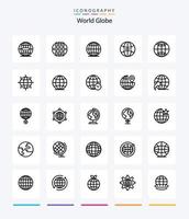 Creative Globe 25 OutLine icon pack  Such As earth. globe. internet. arrow. location vector