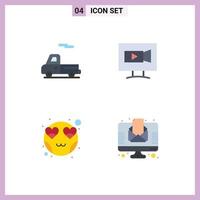 4 Flat Icon concept for Websites Mobile and Apps car love monitor camera letter Editable Vector Design Elements