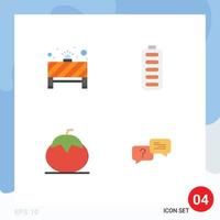 Group of 4 Modern Flat Icons Set for board fruit red light charging tomato Editable Vector Design Elements