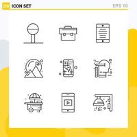 Set of 9 Modern UI Icons Symbols Signs for app success interface goal achieved Editable Vector Design Elements