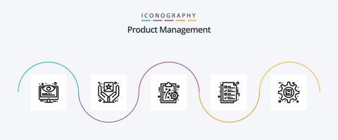 Product Management Line 5 Icon Pack Including gear. ok. goods. file. delivery vector