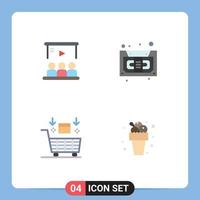 Pack of 4 creative Flat Icons of presentation ai team cassette robot Editable Vector Design Elements