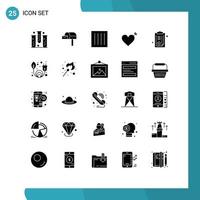 Set of 25 Modern UI Icons Symbols Signs for document heart box arrow dry Editable Vector Design Elements