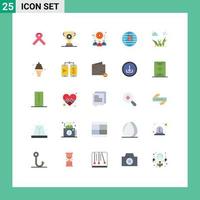 25 Universal Flat Color Signs Symbols of green grass people decentralized blockchain Editable Vector Design Elements
