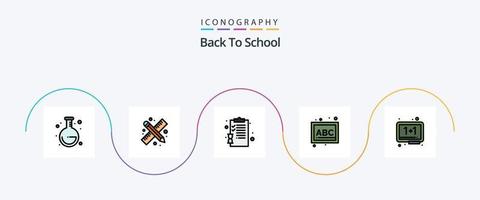 Back To School Line Filled Flat 5 Icon Pack Including eraser. board. clipboard. school. blocks vector