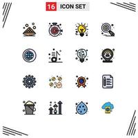 Mobile Interface Flat Color Filled Line Set of 16 Pictograms of education data analysis goal auditing technology Editable Creative Vector Design Elements