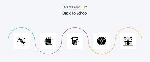 Back To School Glyph 5 Icon Pack Including education. football. pencil. back to school. education vector