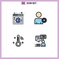 4 Creative Icons Modern Signs and Symbols of display page content chat multimedia iot support Editable Vector Design Elements