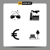 Stock Vector Icon Pack of 4 Line Signs and Symbols for glasses euro geek production banch Editable Vector Design Elements