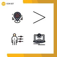 Stock Vector Icon Pack of 4 Line Signs and Symbols for gear employee pin next person Editable Vector Design Elements