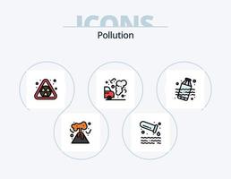 Pollution Line Filled Icon Pack 5 Icon Design. fire. waste. gas. pollution. gas vector