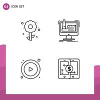 Universal Icon Symbols Group of 4 Modern Filledline Flat Colors of flower control holiday manufacturing player Editable Vector Design Elements