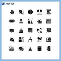 Universal Icon Symbols Group of 25 Modern Solid Glyphs of cafe residences add real houses Editable Vector Design Elements