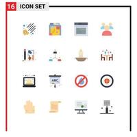 Set of 16 Modern UI Icons Symbols Signs for graph browser page teachers education Editable Pack of Creative Vector Design Elements