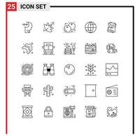 Universal Icon Symbols Group of 25 Modern Lines of easter egg cranberry passpoet globe Editable Vector Design Elements