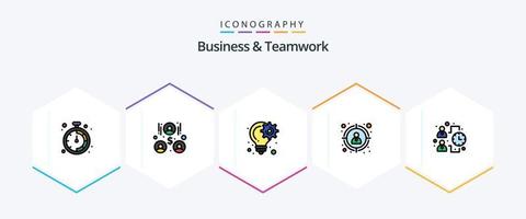 Business And Teamwork 25 FilledLine icon pack including work. effectiveness. idea. business. target vector