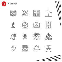 Group of 16 Modern Outlines Set for house sew browser needle page Editable Vector Design Elements