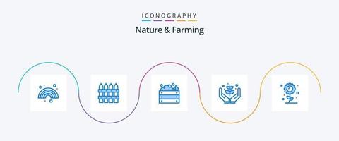 Nature And Farming Blue 5 Icon Pack Including nature. garden. agriculture. farming. vegetables vector