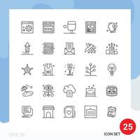 25 User Interface Line Pack of modern Signs and Symbols of idea head ping pong communication user interface Editable Vector Design Elements