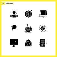 9 iconos creativos signos y símbolos modernos de monedas crypto audio moneda sonido elementos de diseño vectorial editables vector