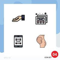 Pictogram Set of 4 Simple Filledline Flat Colors of alms smartphone mockup design mobile pregnant Editable Vector Design Elements