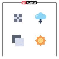 4 Universal Flat Icons Set for Web and Mobile Applications feed duplicate sets down sun Editable Vector Design Elements