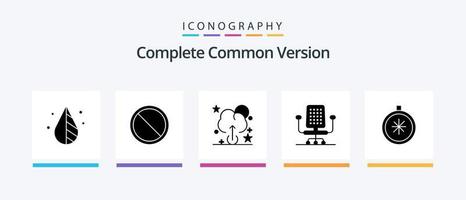 Complete Common Version Glyph 5 Icon Pack Including . navigation. cloud. direction. work. Creative Icons Design vector