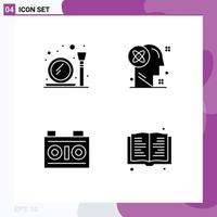 Modern Set of 4 Solid Glyphs Pictograph of glass camera make up brush processing photo Editable Vector Design Elements