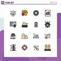 16 User Interface Flat Color Filled Line Pack of modern Signs and Symbols of folder sheet cogs report file Editable Creative Vector Design Elements