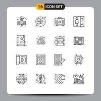 Set of 16 Vector Outlines on Grid for development coding medical bucket group Editable Vector Design Elements