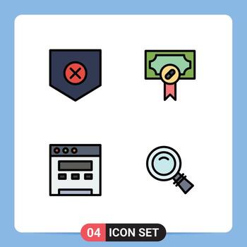 4 Universal Filledline Flat Colors Set for Web and Mobile Applications protect website x medical look Editable Vector Design Elements