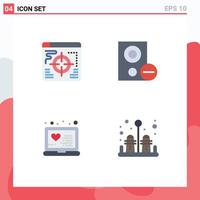 Set of 4 Modern UI Icons Symbols Signs for web medical computers hardware treatment Editable Vector Design Elements
